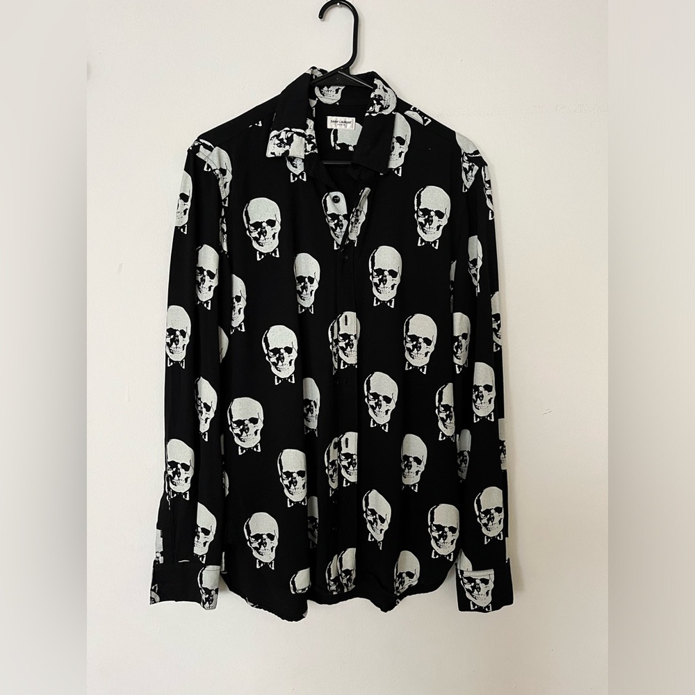 Saint Laurent Men Skulls button up long sleeve XS Rare